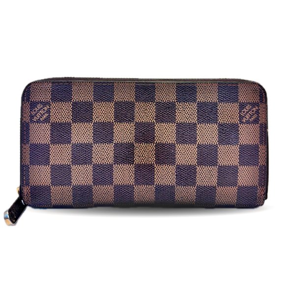 Louis Vuitton Zippy Wallet Damier Ebene Brown Round Long Wallet in PVC N41661